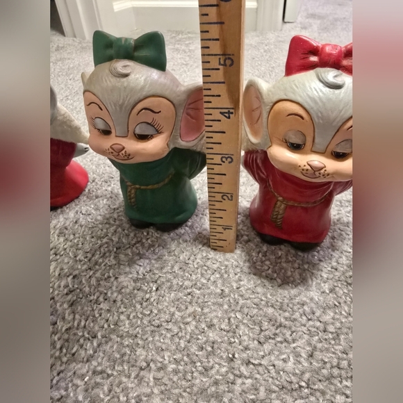 Vintage Ceramic Christmas Angel Mice Handpainted Set of 4 - Picture 7 of 9